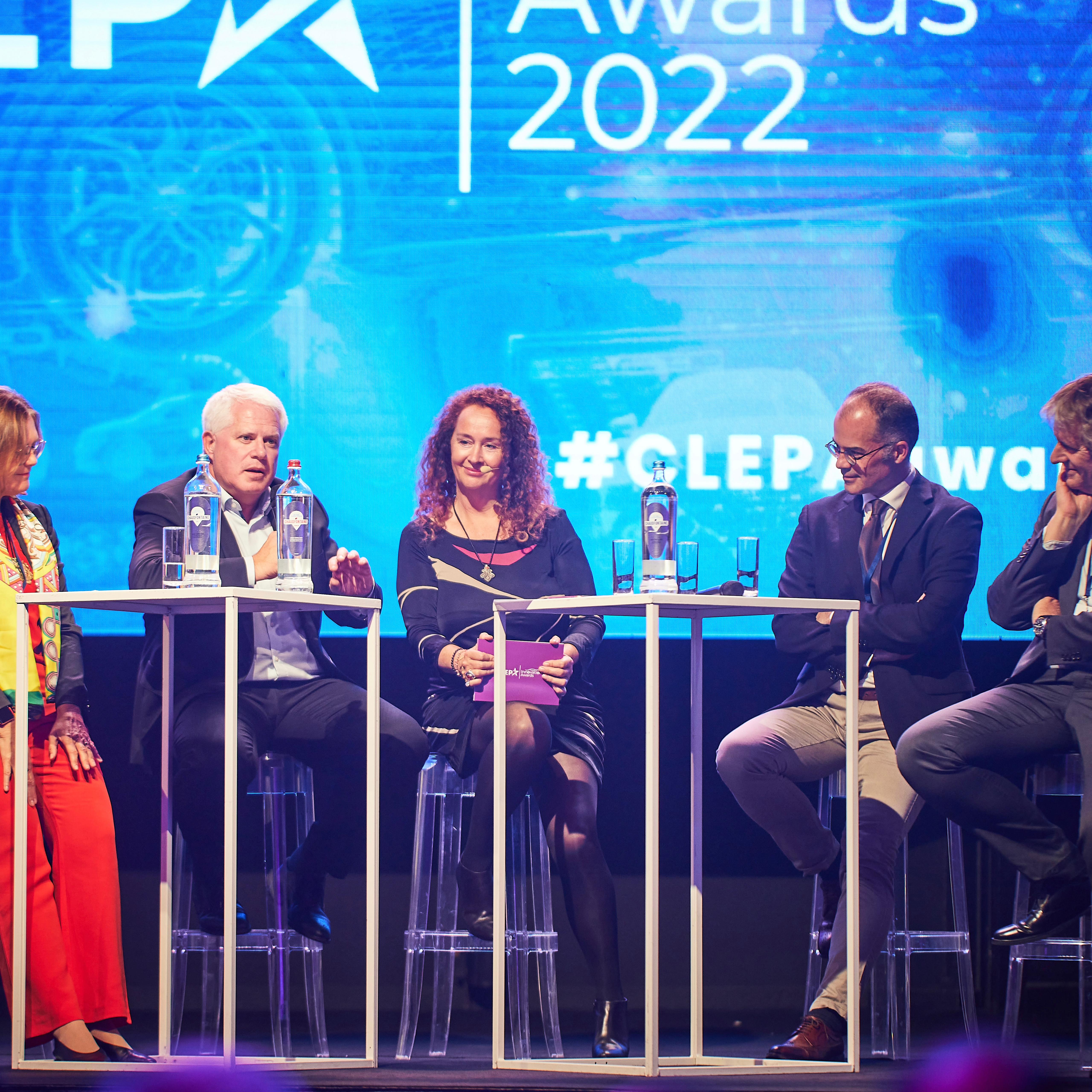 Joanna Sullivan moderating a panel at the CLEP Awards 2022