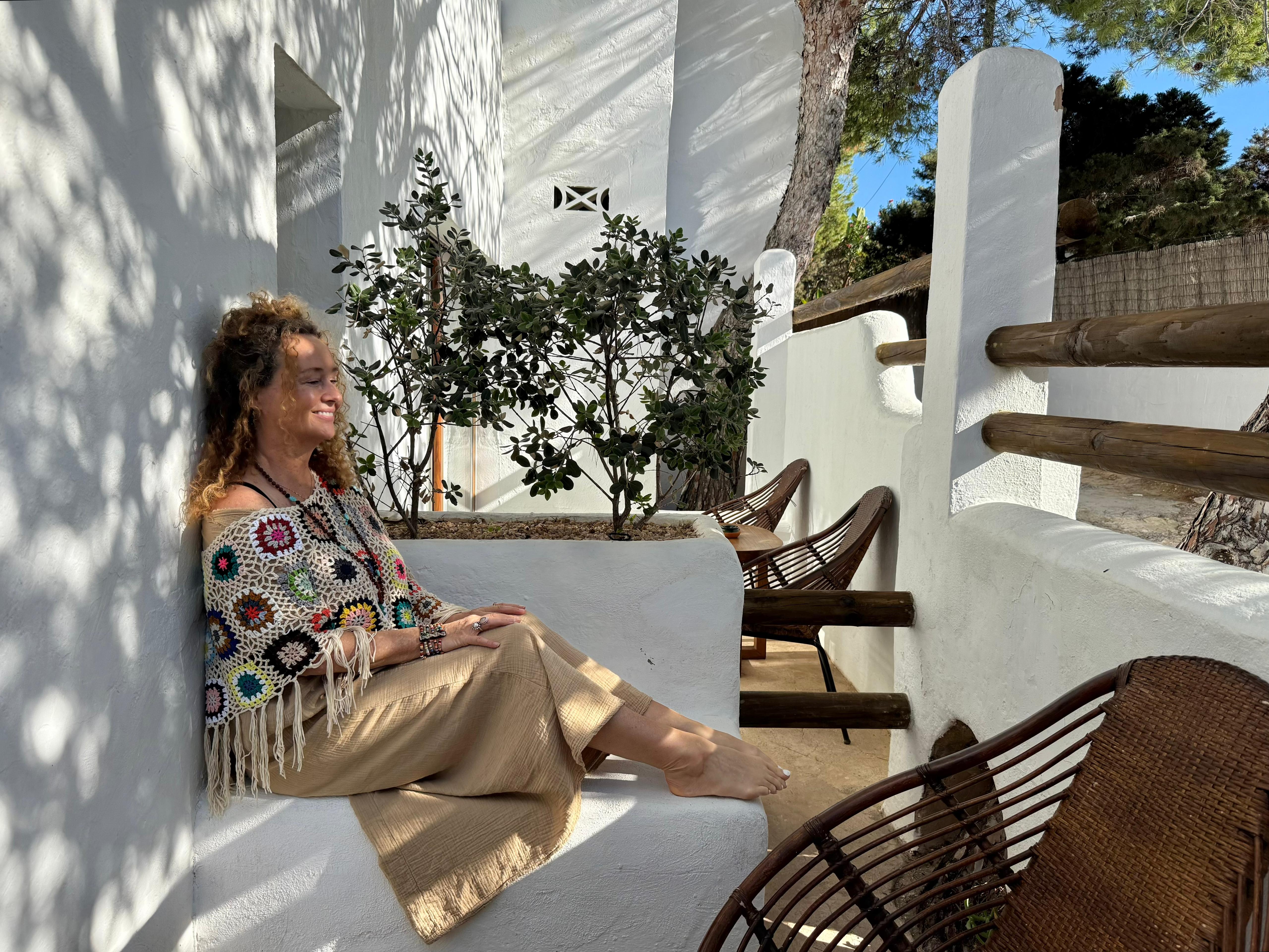 Joanna Sullivan sitting in shawl